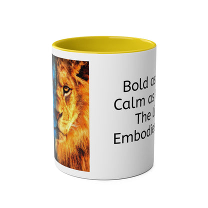 Lion Fire and Water Design Mug, Two-Tone, 11oz - Conscience Garment