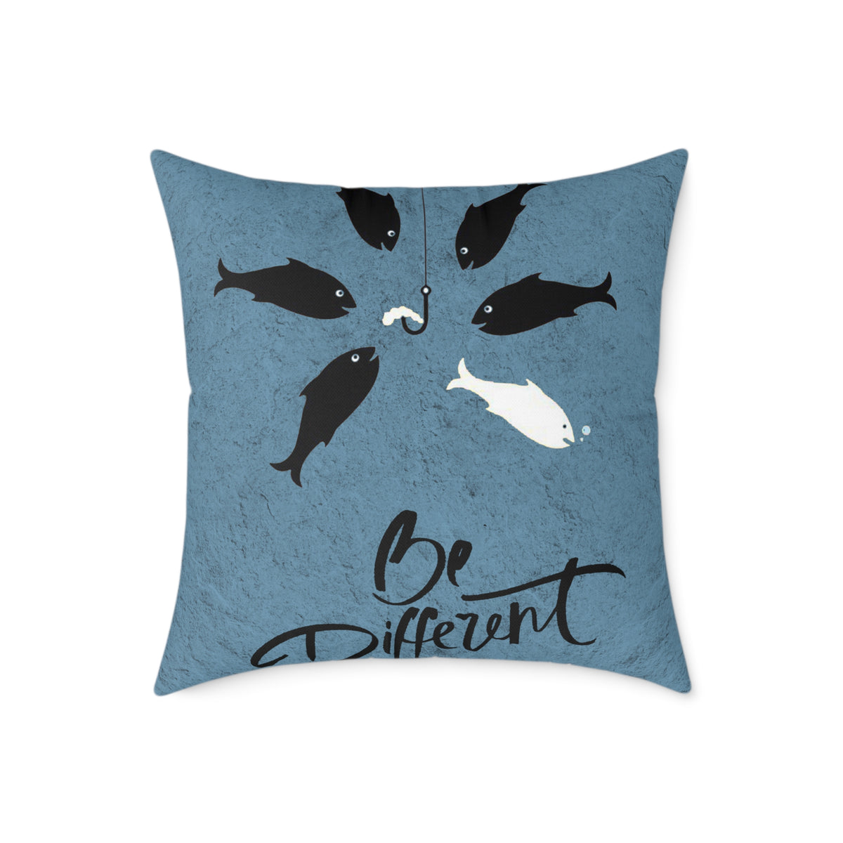Be Different Fish Throw Pillow – Inspirational Nautical Accent Cushion