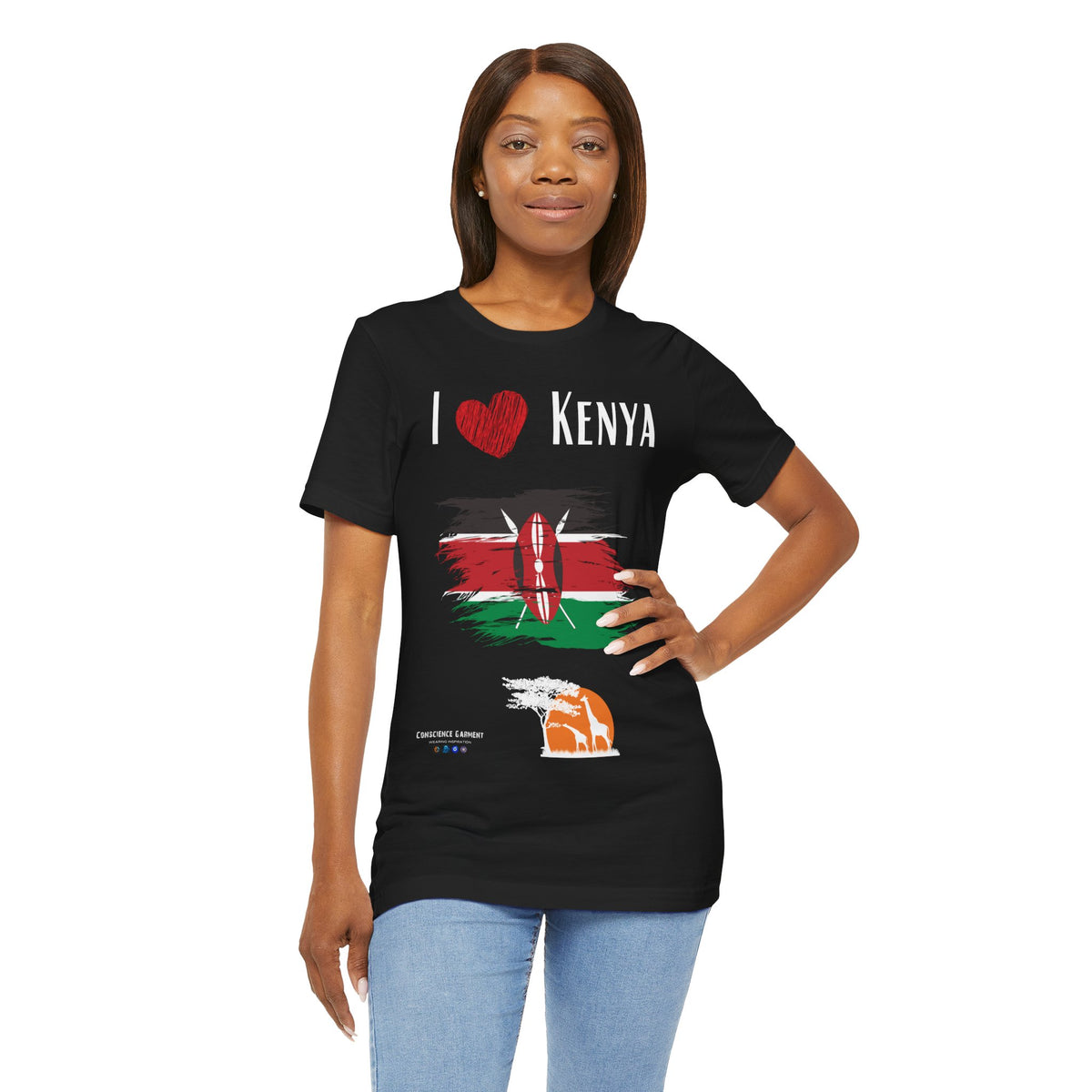 Kenya Love Unisex Jersey Tee - Celebrate Your Heritage! - Conscience Garment
