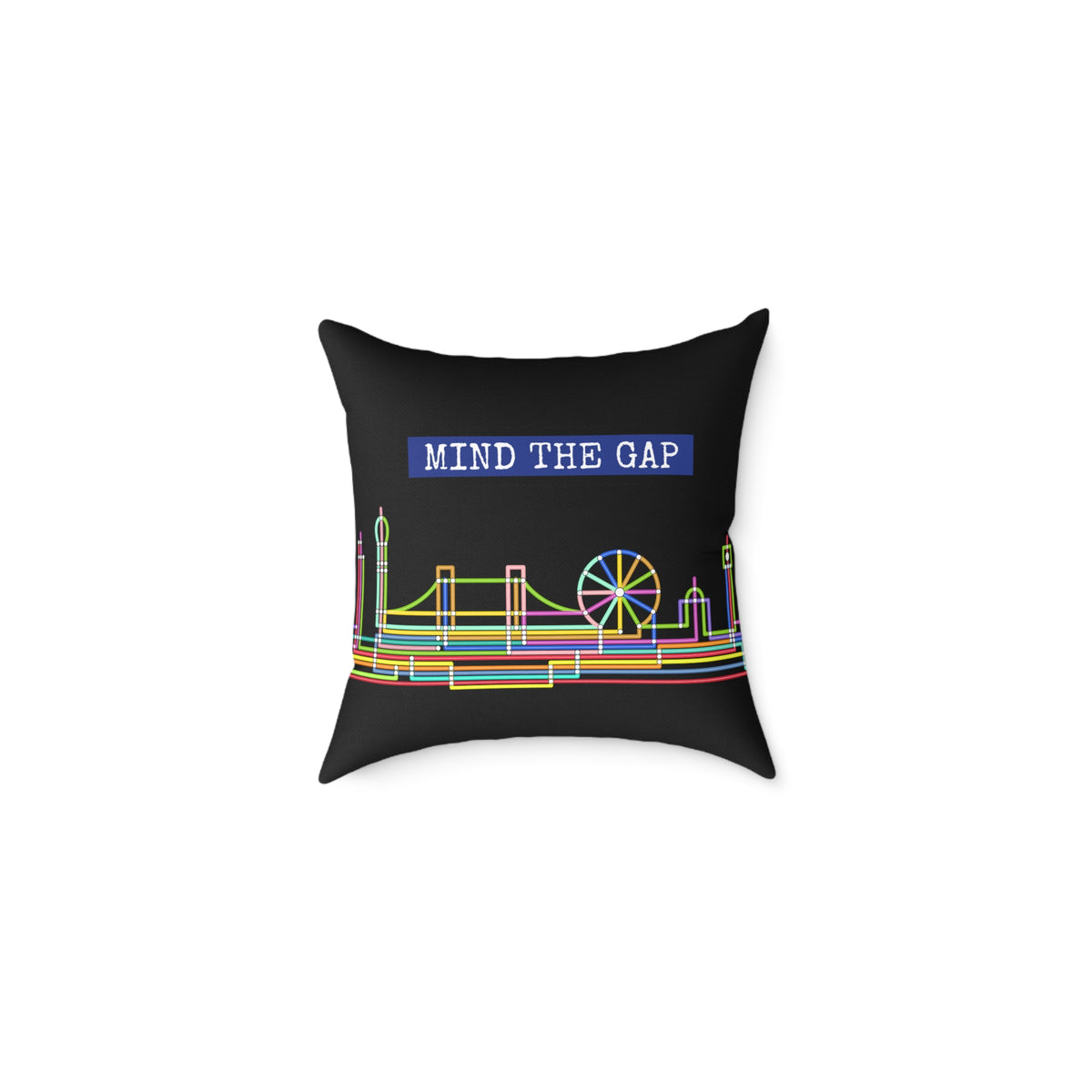 Mind The Gap Skyline Pillow — Neon London Decorative Throw Pillow