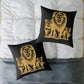 Lion Family Throw Pillow — Gold Safari Lion Cub Decorative Cushion