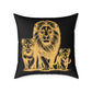 Lion Family Throw Pillow — Gold Safari Lion Cub Decorative Cushion