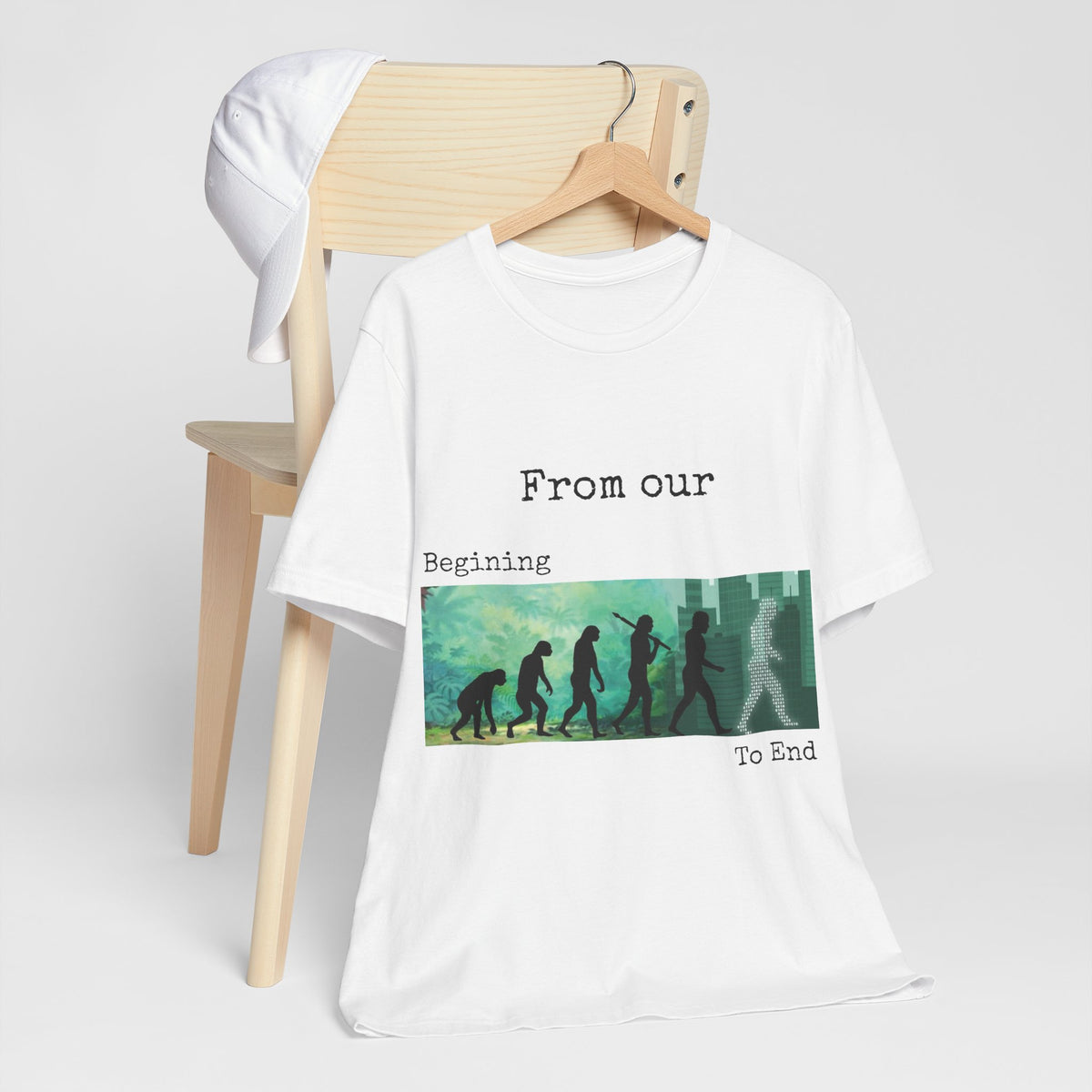 Evolution Timeline T-Shirt — "From Our Beginning To End" - Conscience Garment