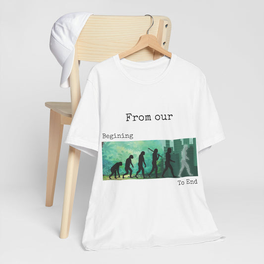 Evolution Timeline T-Shirt — "From Our Beginning To End" - Conscience Garment