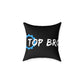 Top Bro Square Throw Pillow - Black Canvas Accent Cushion with Gear Logo