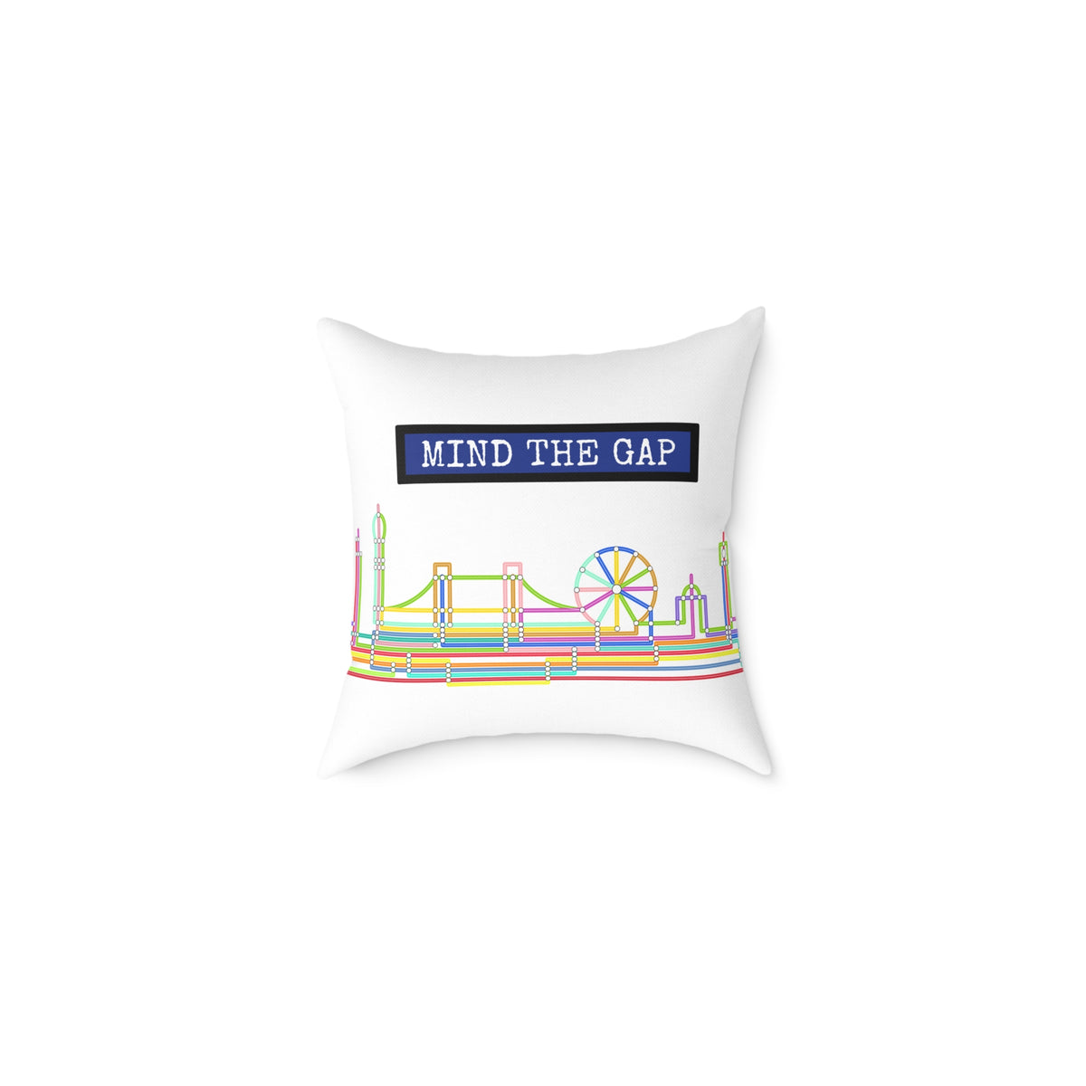 Mind The Gap London Skyline Throw Pillow