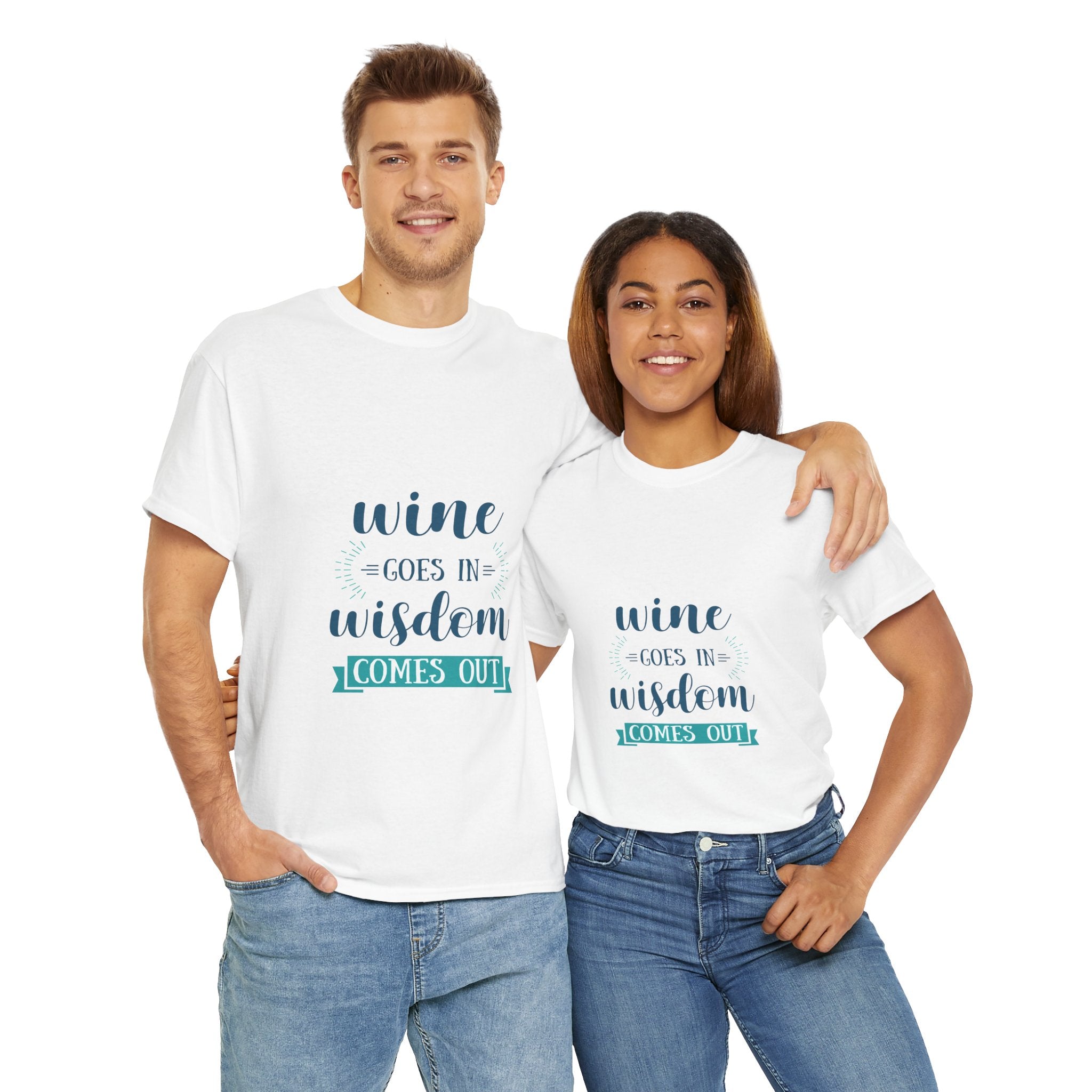 Wine Goes In Wisdom Comes Out Unisex Heavy Cotton Tee, Funny Wine T-Shirt, Gift for Wine Lovers, Casual Wear, Party Shirt