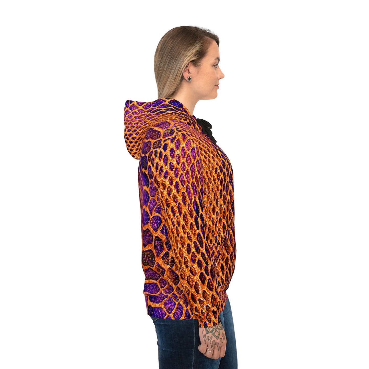 Vibrant Orange & Purple Snake-Skin Athletic Hoodie