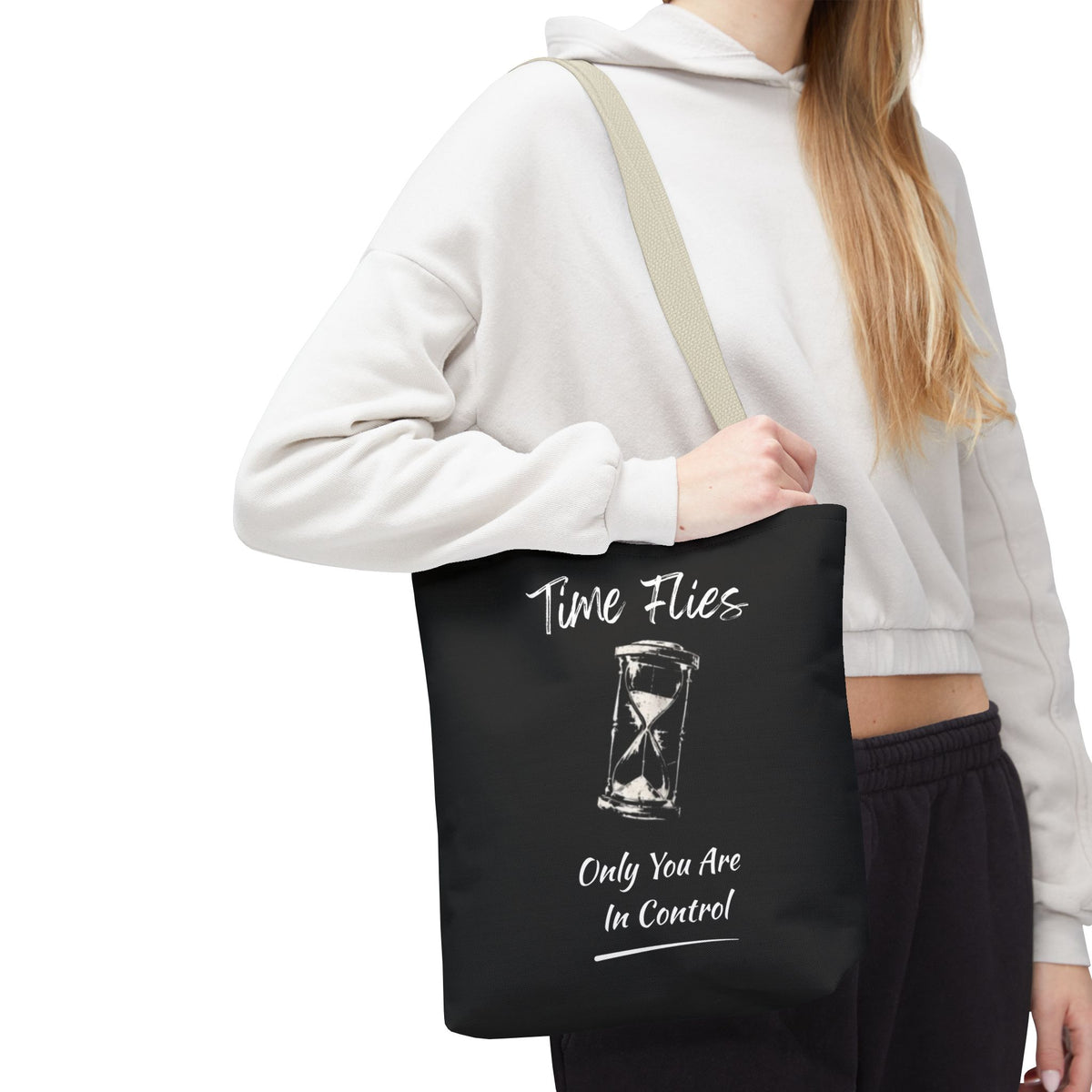 Time Flies Motivational Tote Bag
