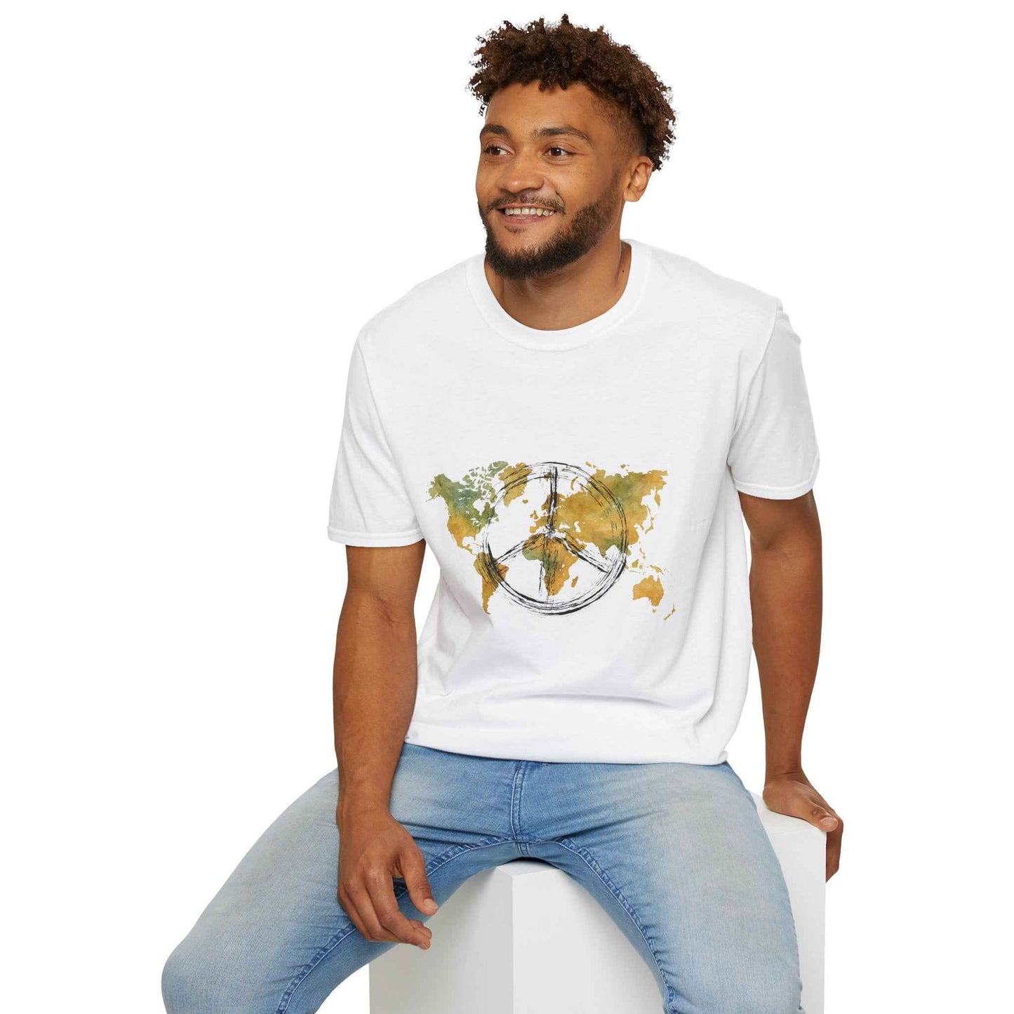 Peaceful World Map T-Shirt — Watercolor Peace Sign Globe T-Shirt
