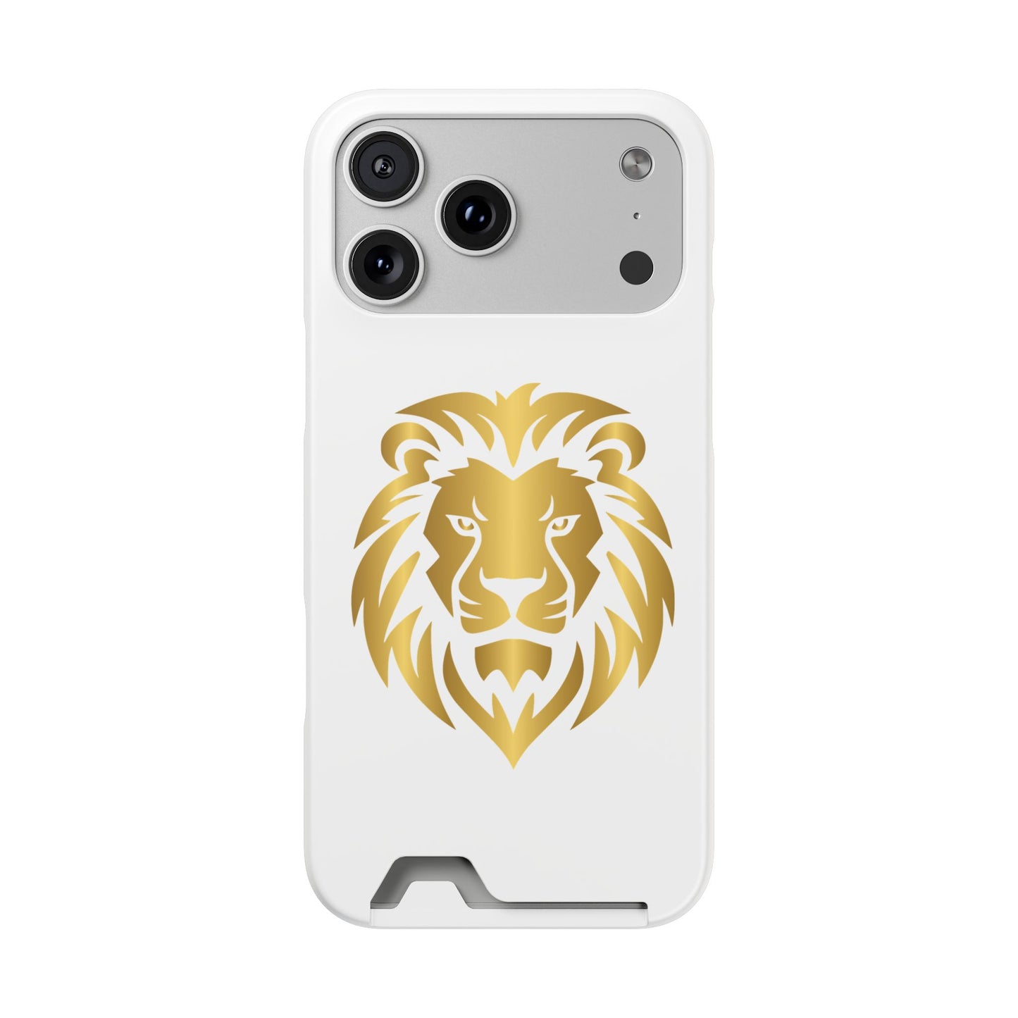 Lion Head Card Holder Phone Case — Gold Lion Wallet Phone Case
