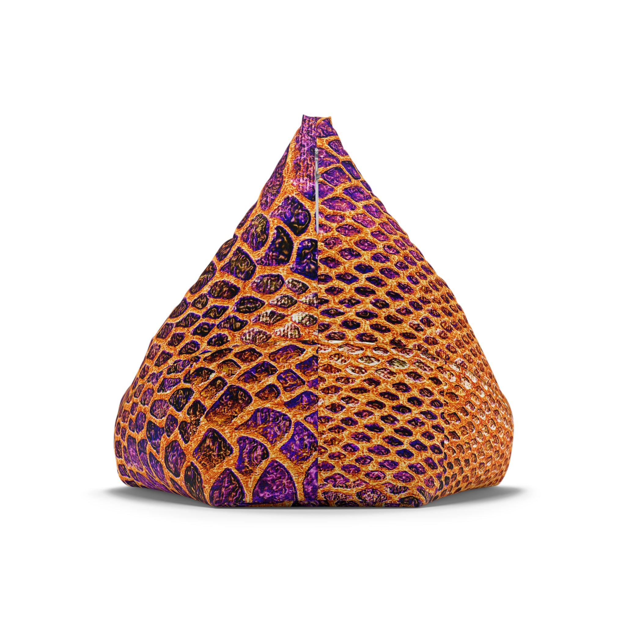 Snake Skin Print Bean Bag Cover — Vibrant Purple & Orange Accent Lounge