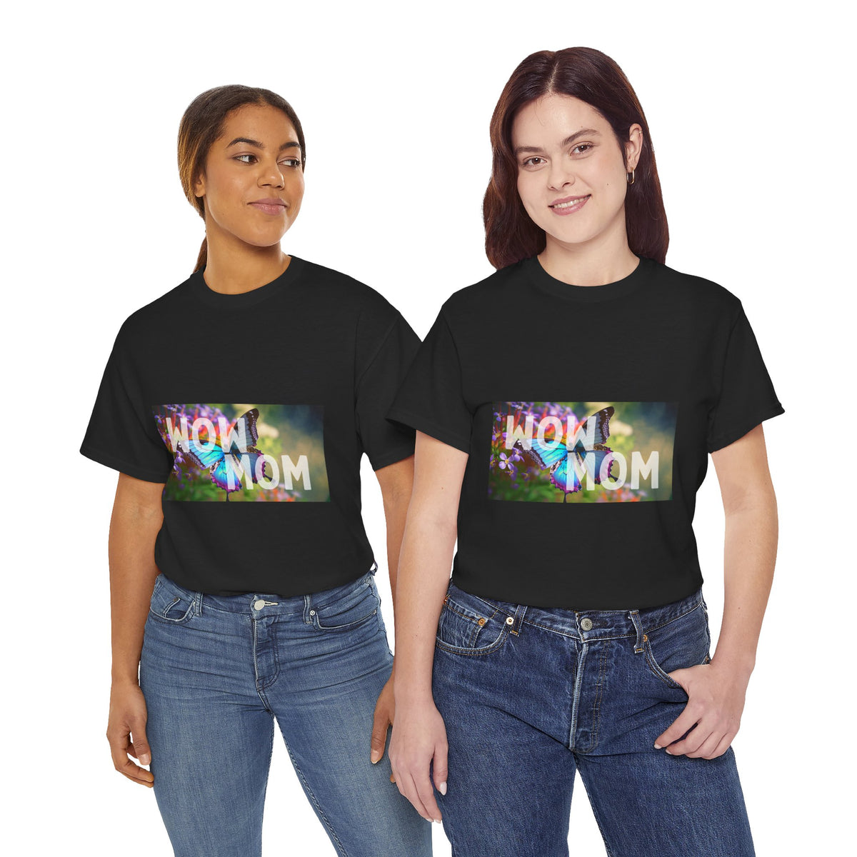 Wow Mom T-Shirt — Floral Butterfly 'WOW MOM' Graphic Tee for Mother's Day - Conscience Garment