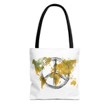 World Peace Map Tote Bag — Peace Symbol Watercolor Map Eco Shopper
