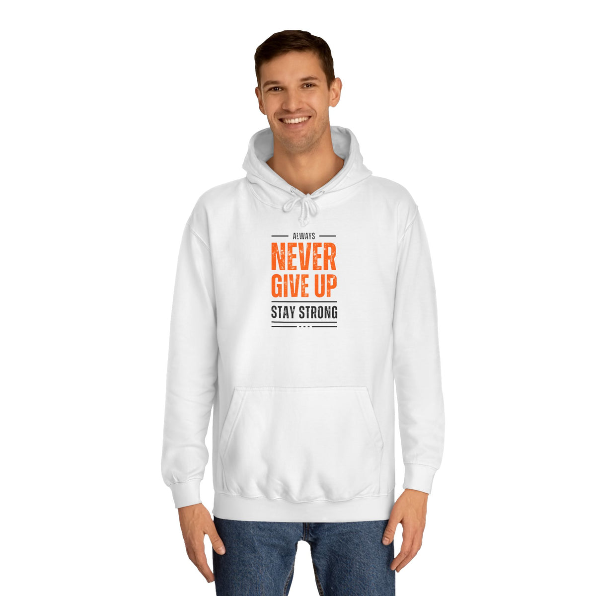 Motivational Unisex College Hoodie - Never Give Up - Conscience Garment