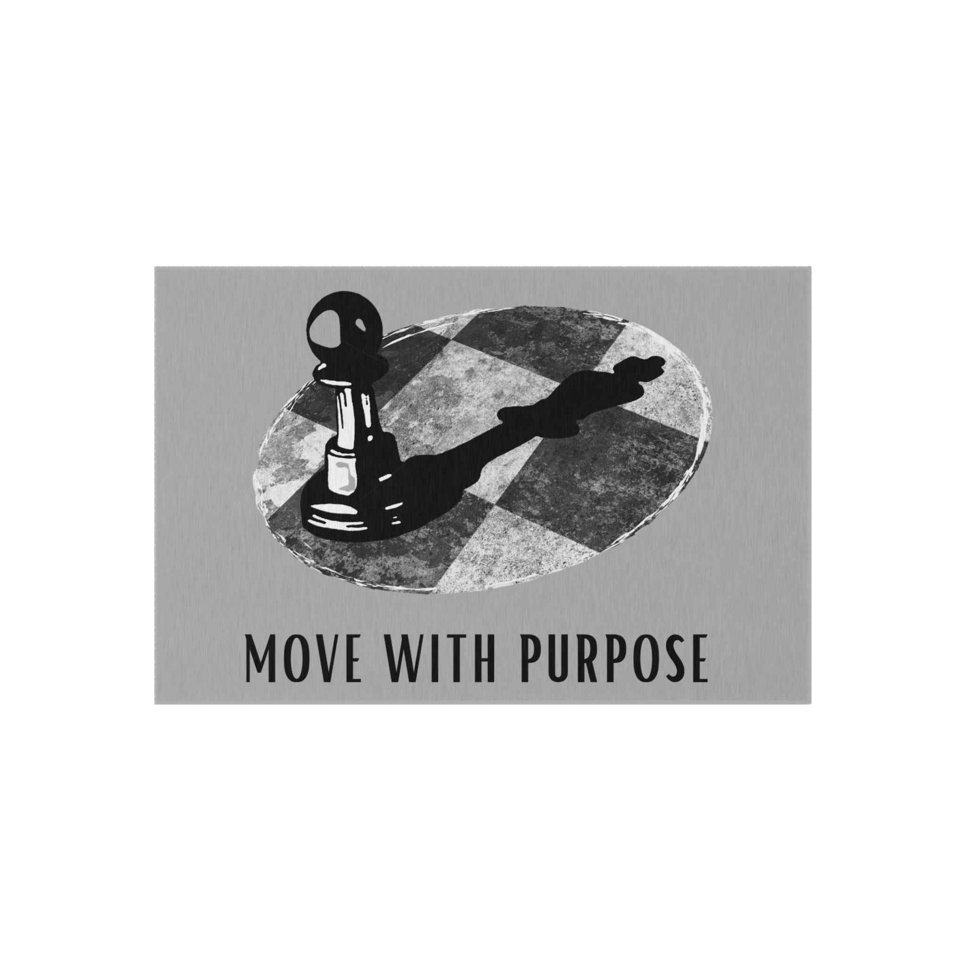 Outdoor Rug — "Move With Purpose" Chess Pawn Motivational Doormat