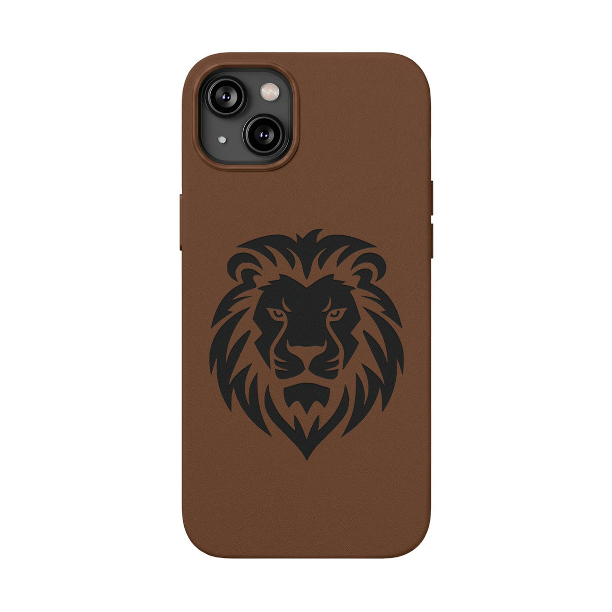 Engraved PU Leather Phone Case — Embossed Lion Design