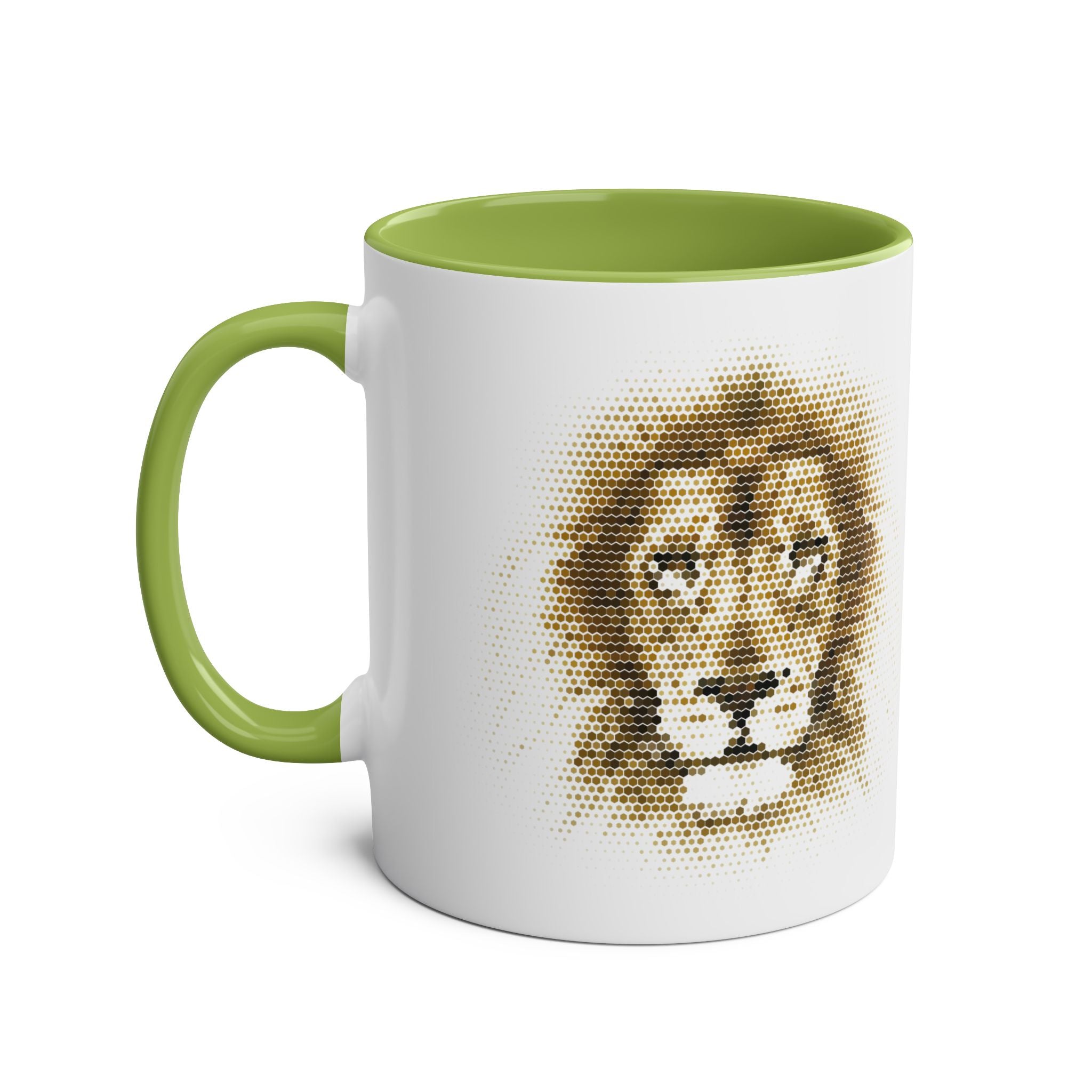 Lion Mosaic, Two-Tone Coffee Mugs, Gift, Balance, Mindfulness, Motivational, Inspirational, Conscience Garment, Coffee, Tea, Positive