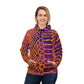Vibrant Orange & Purple Snake-Skin Athletic Hoodie