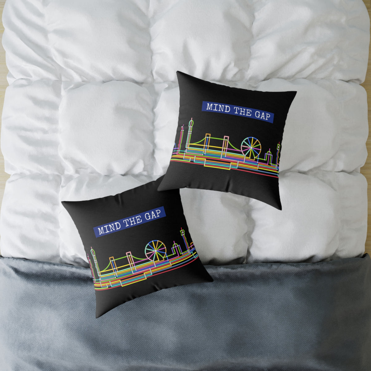 Mind The Gap Skyline Pillow — Neon London Decorative Throw Pillow
