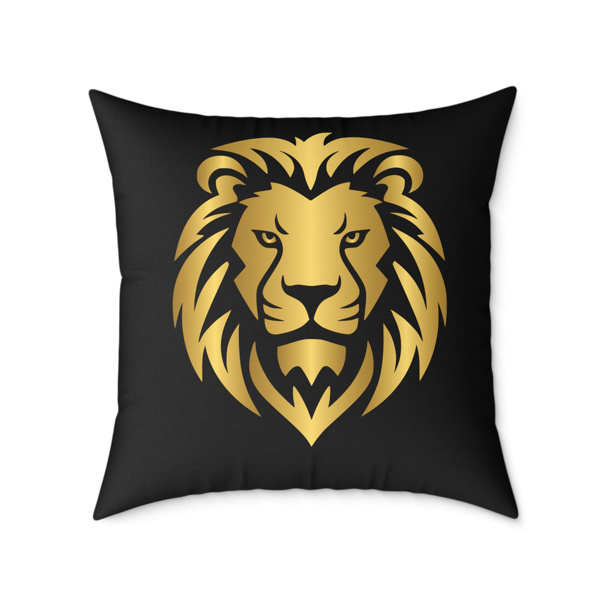 Lion Head Throw Pillow — Gold Lion Decorative Cushion for Living Room