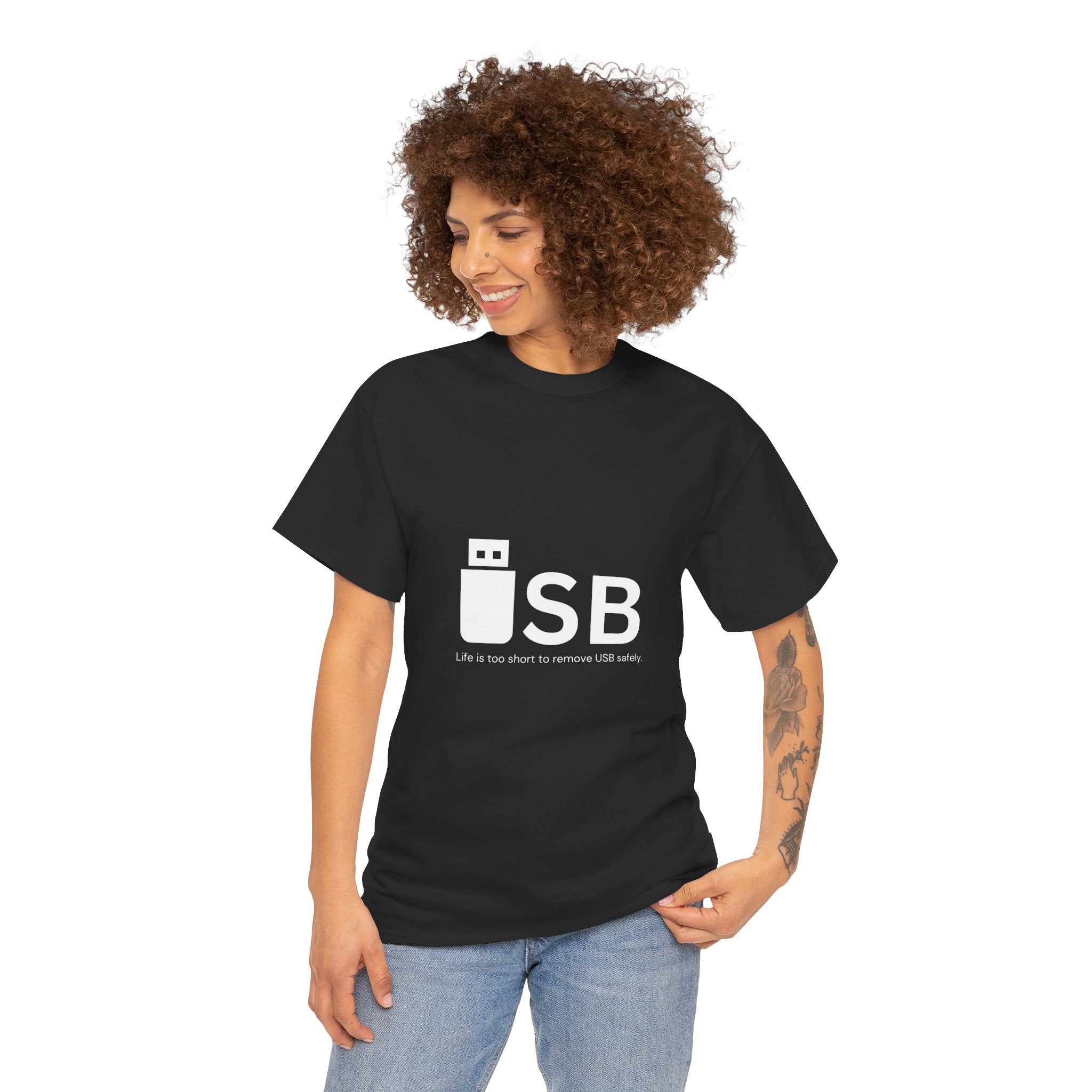 USB Life Short Unisex Tee, Funny Tech Gift, Programmer Shirt, Geek Humor Tee, Casual Everyday Wear, Unique Gift for Men and Women