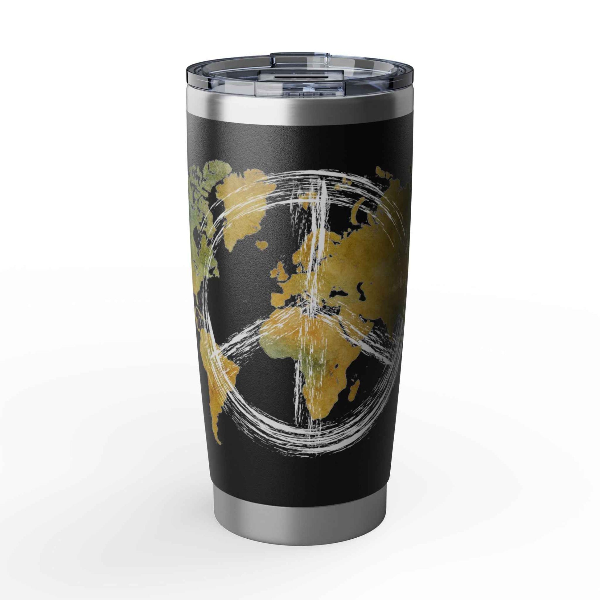 Travel Map 20oz Tumbler — 'Vagabond' World Peace Insulated Travel Mug