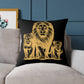 Lion Family Throw Pillow — Gold Safari Lion Cub Decorative Cushion