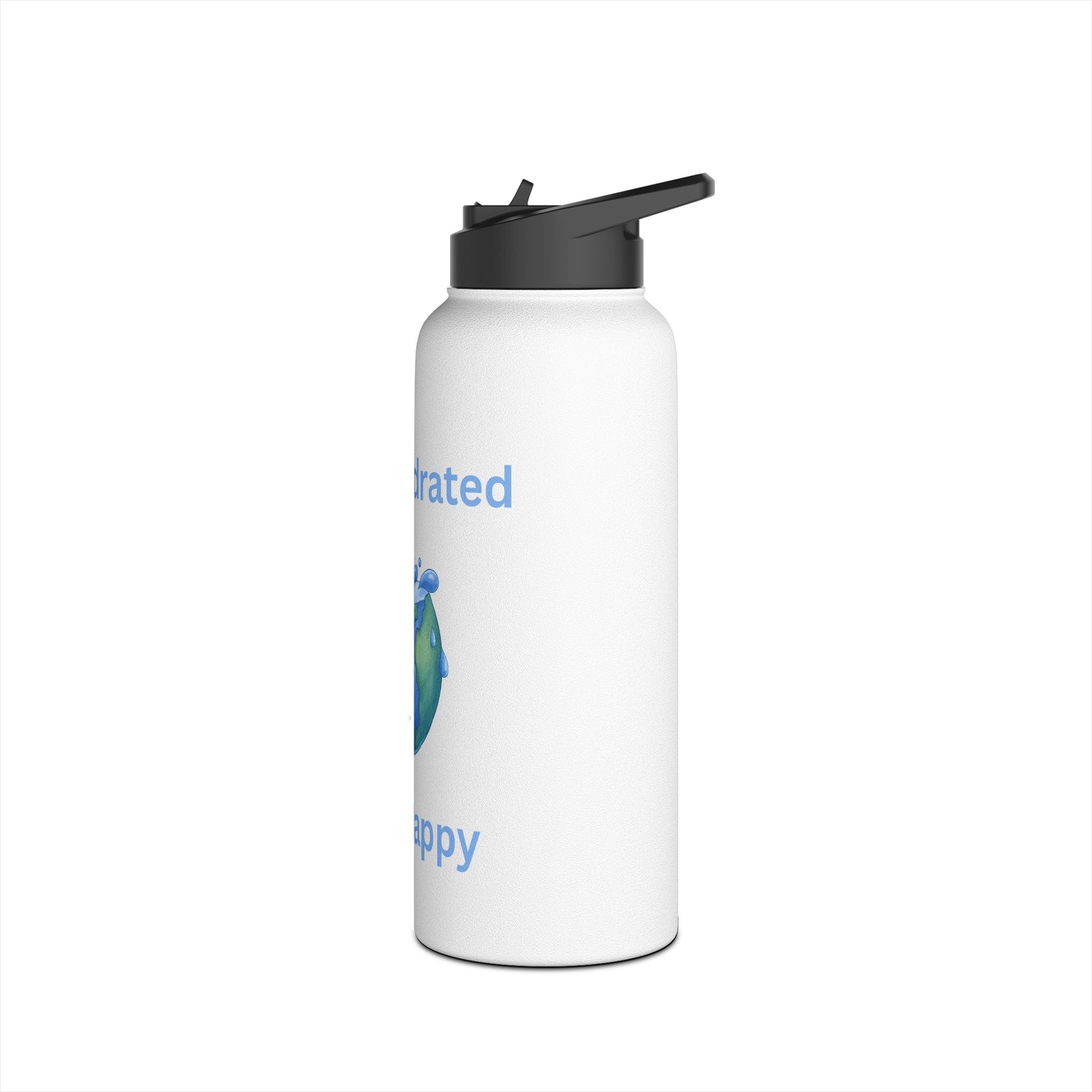 Stay Hydrated Stay Happy Stainless Steel Water Bottle — Cute Earth & Water Drop Design