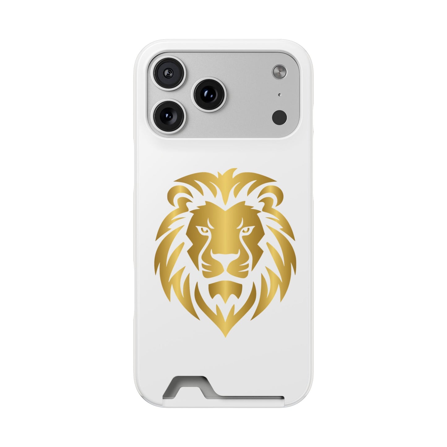 Lion Head Card Holder Phone Case — Gold Lion Wallet Phone Case