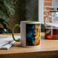 Lion Fire and Water Design Mug, Two-Tone, 11oz - Conscience Garment