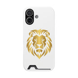 Lion Head Card Holder Phone Case — Gold Lion Wallet Phone Case