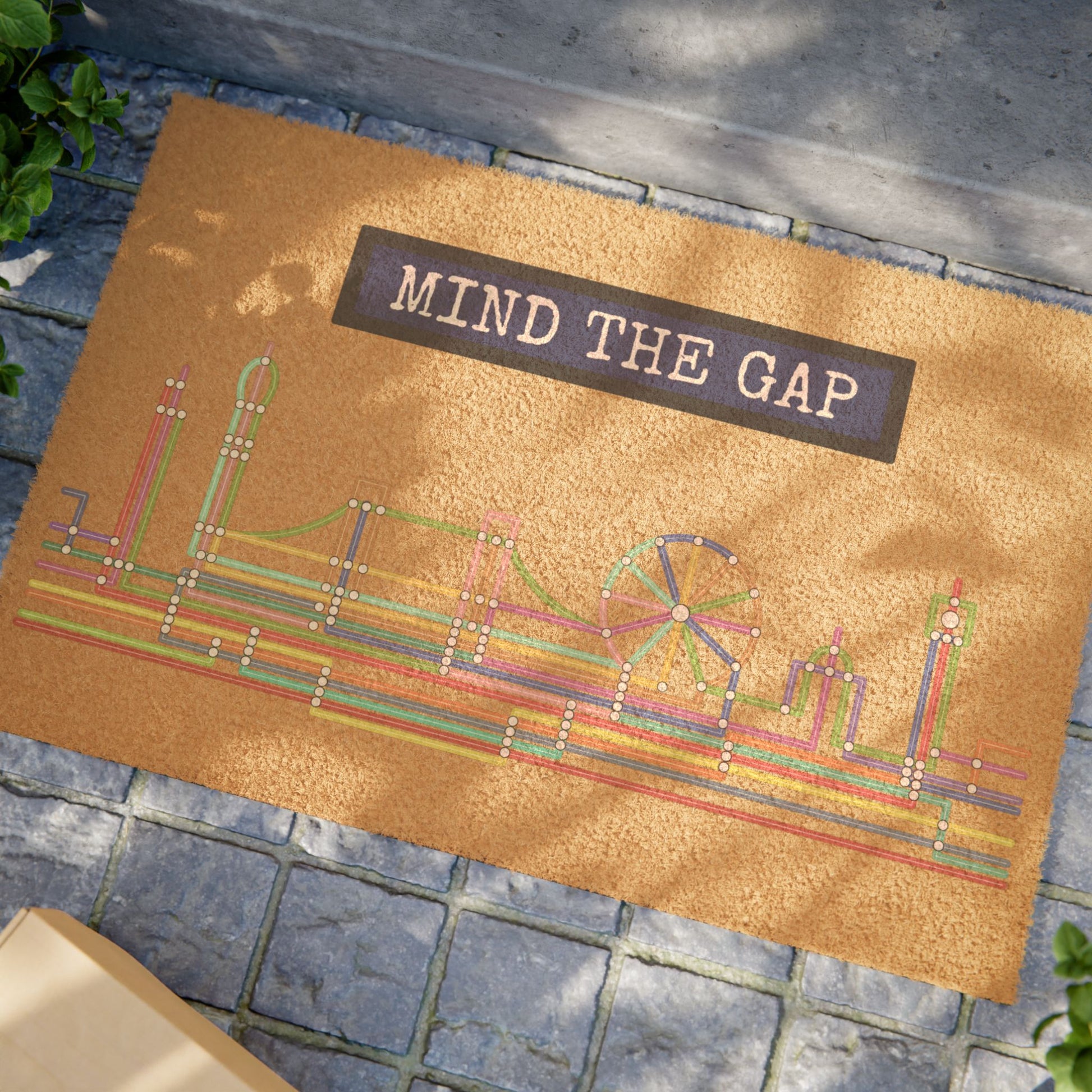 Charming Doormat with 'Mind the Gap' Design, Entryway Decor, Home Gift, Housewarming, Funny Welcome Mat - Conscience Garment