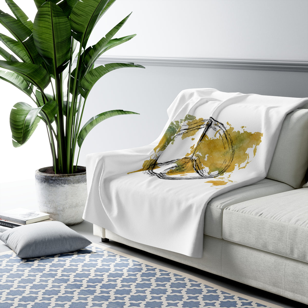 Peace World Map Sherpa Blanket — Cozy Travel-Inspired Throw