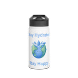 Stay Hydrated Stay Happy Stainless Steel Water Bottle — Cute Earth & Water Drop Design - Conscience Garment