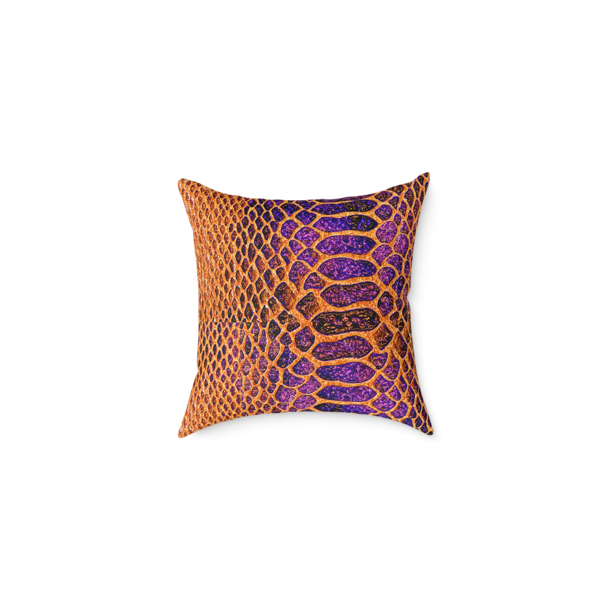 Snake Skin Pattern Square Pillow — Orange & Purple Decorative Throw Cushion