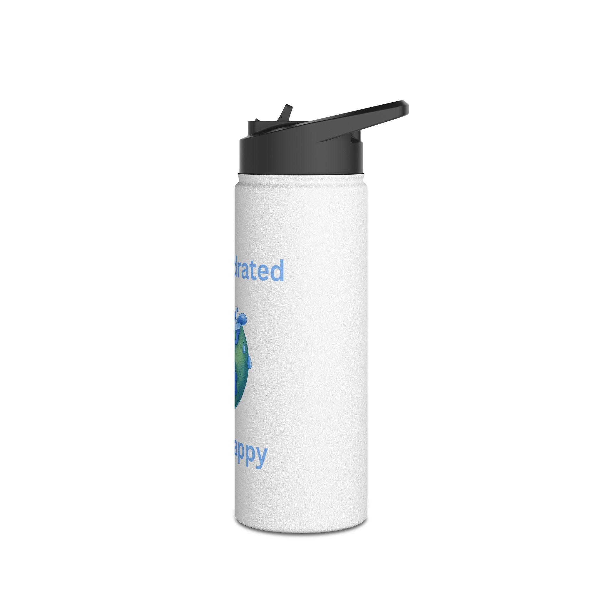 Stay Hydrated Stay Happy Stainless Steel Water Bottle — Cute Earth & Water Drop Design