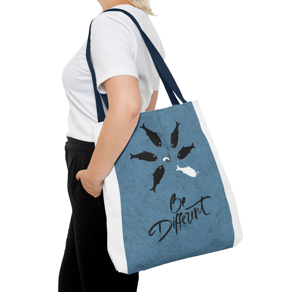Be Different Whale Tote Bag — Inspirational Ocean Animal Canvas Tote