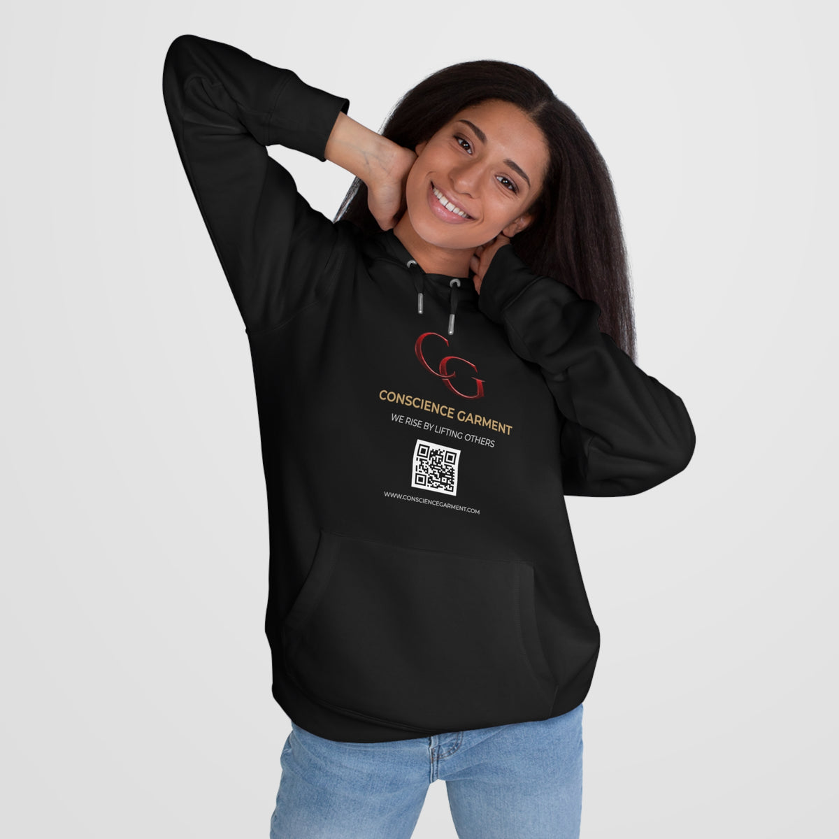 Conscience Garment 'CG' Logo Hoodie — King Hooded Sweatshirt with QR Code