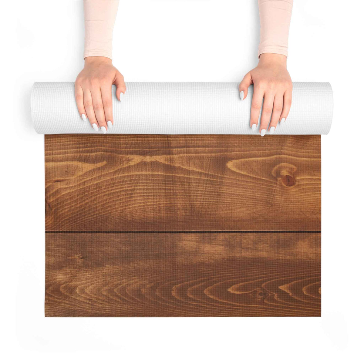 Wood Grain Foam Yoga Mat — Rustic Plank Design for Home & Studio