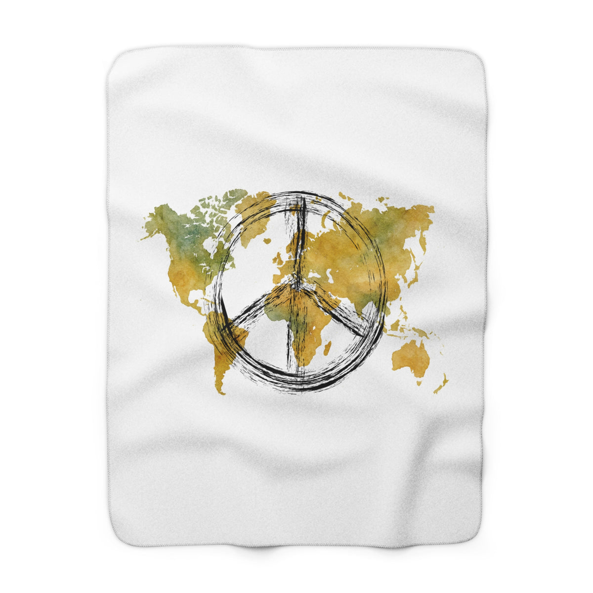 Peace World Map Sherpa Blanket — Cozy Travel-Inspired Throw