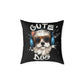 Cute Dog Headphones Square Pillow — Cool Sunglasses Pet Decor