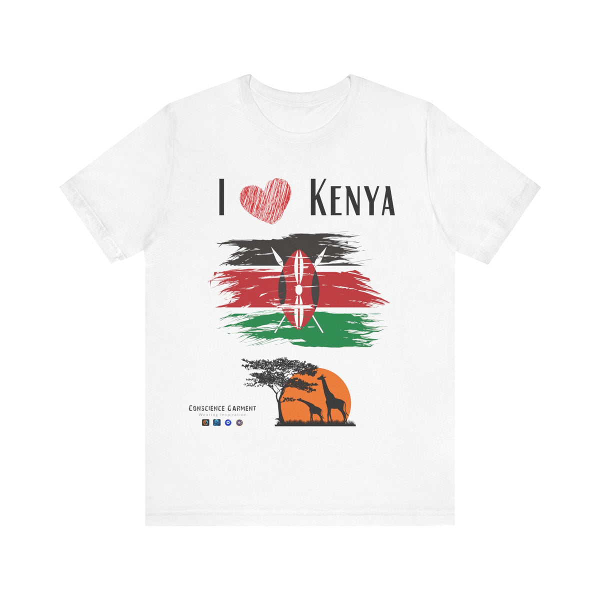 Kenya Love Unisex Jersey Tee - Celebrate Your Heritage! - Conscience Garment