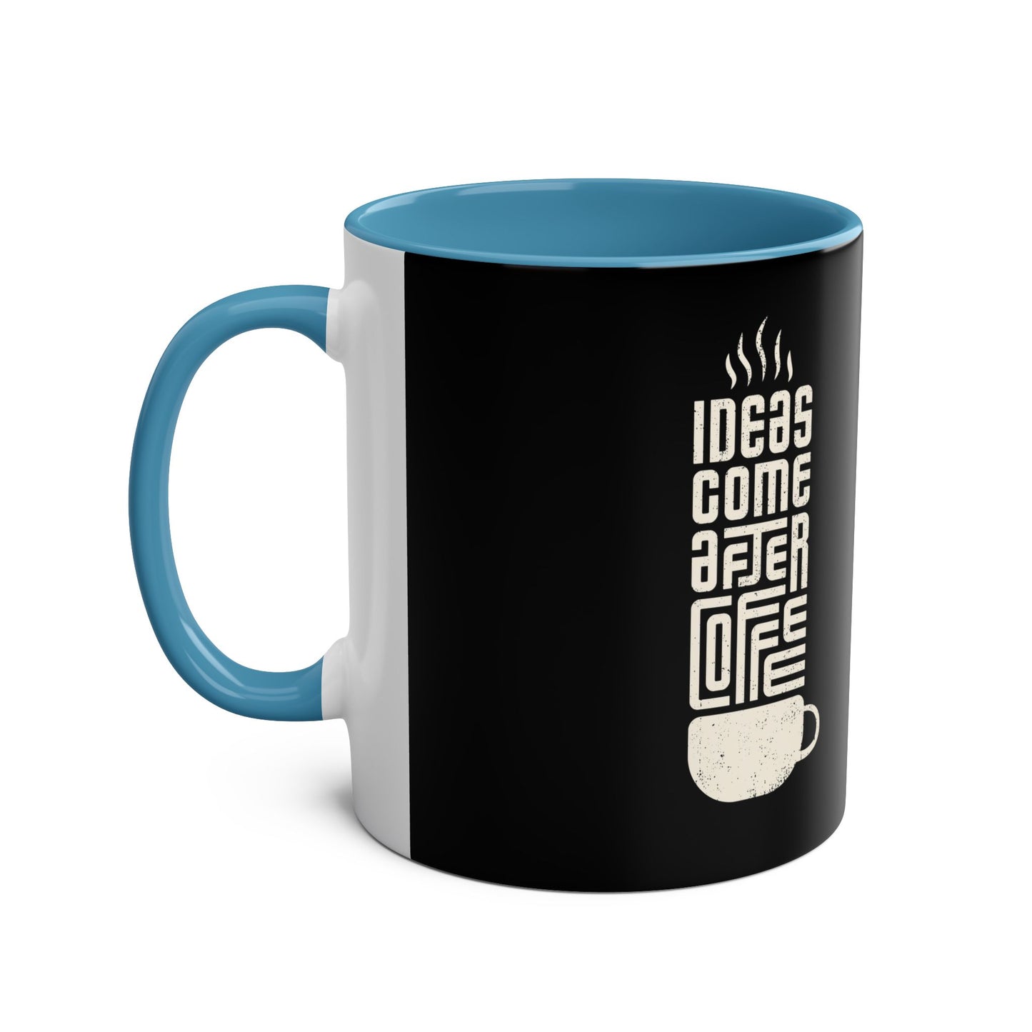 Inspirational Coffee Mug - IDEAS COME AFTER COFFEE, 11oz Two-Tone Mug - Conscience Garment