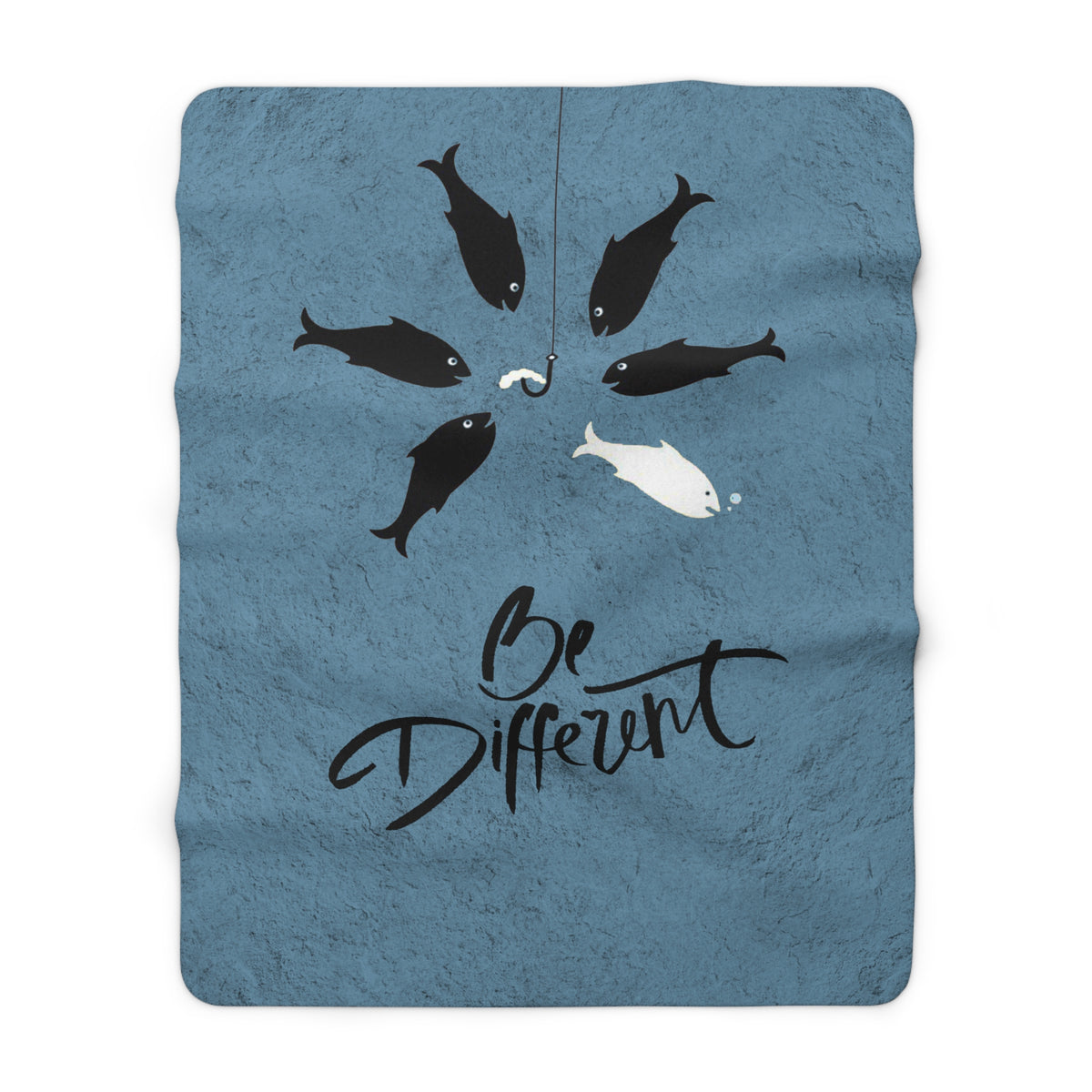 Be Different Sherpa Fleece Blanket — Inspirational Fish Design, Cozy Throw for Gifts & Home