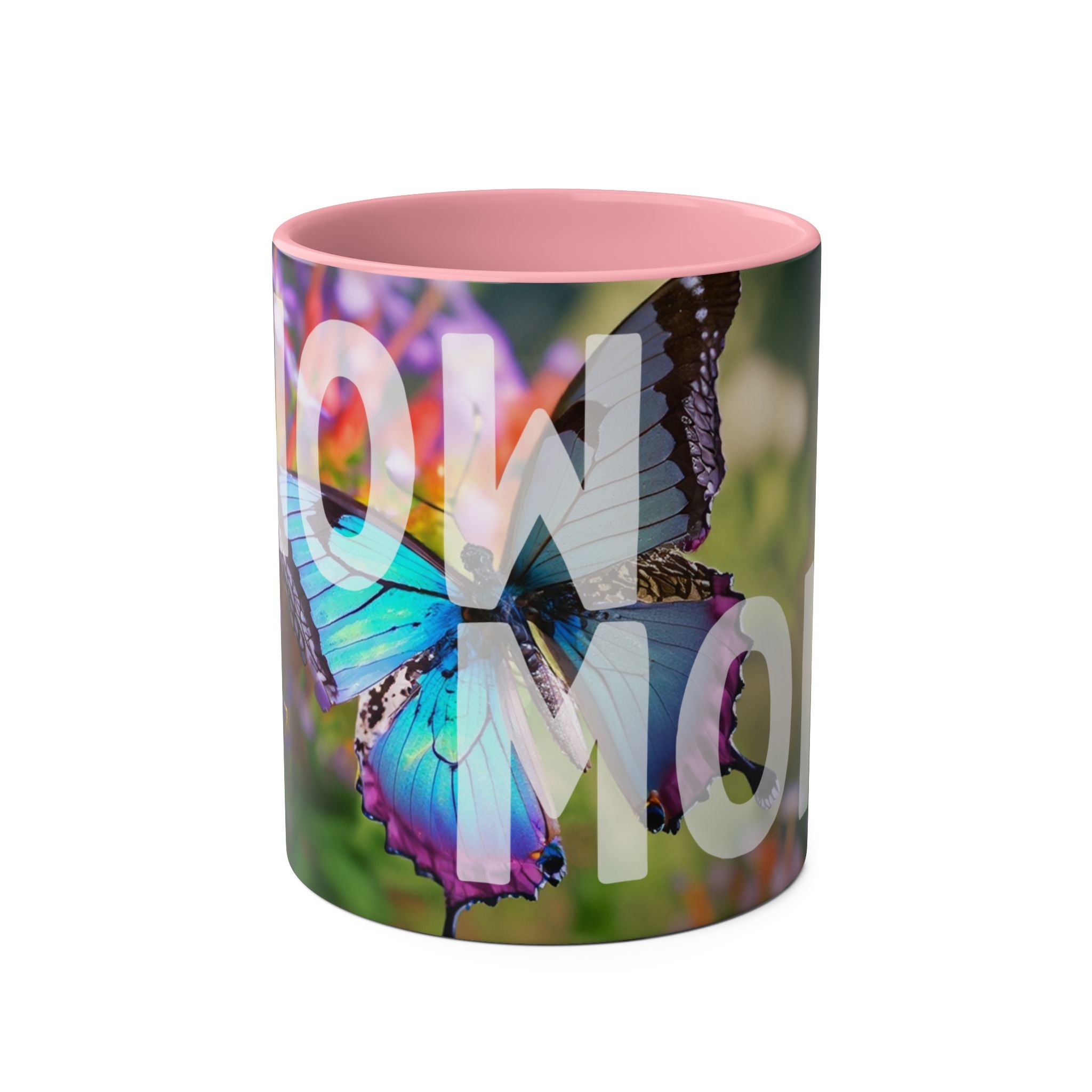 Mom Wow Two-Tone Coffee Mug, Birthday Gift, Mothers Day, 7 Colors