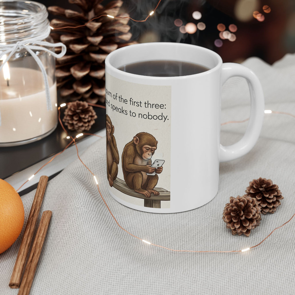 Ceramic Mug — Three Wise Monkeys Design (11oz & 15oz)