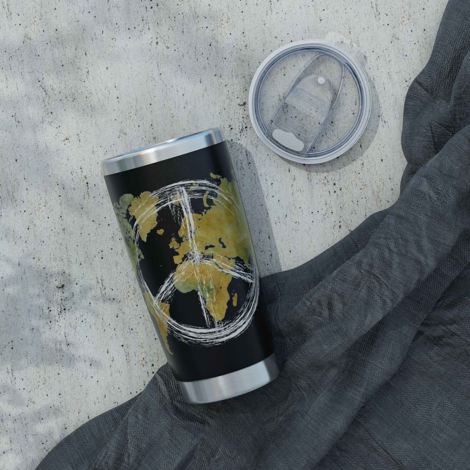 Travel Map 20oz Tumbler — 'Vagabond' World Peace Insulated Travel Mug