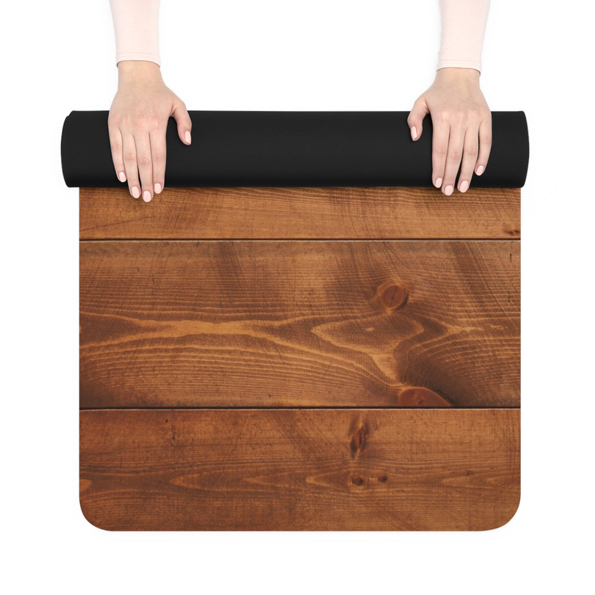 Wood Plank Rubber Yoga Mat — Non‑Slip Rustic Floor Print