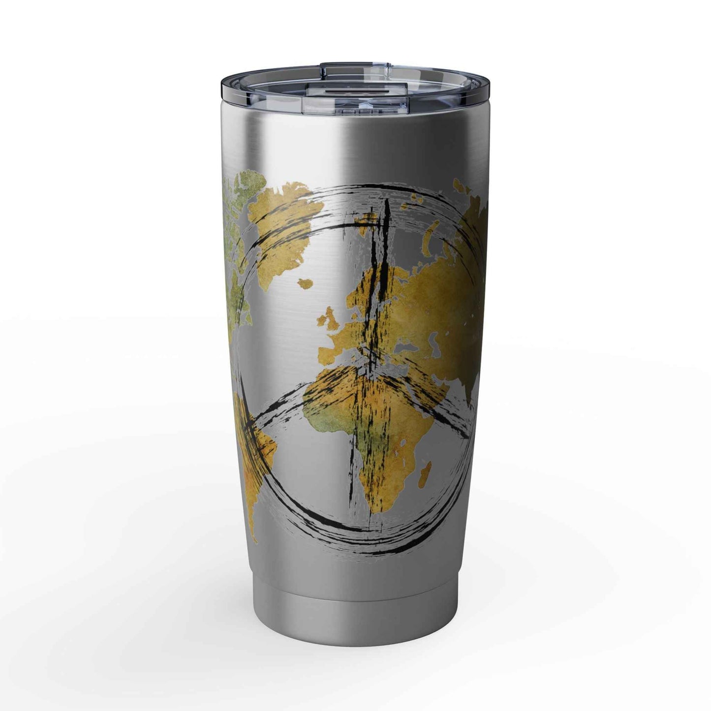 Travel Map 20oz Tumbler — 'Vagabond' World Peace Insulated Travel Mug